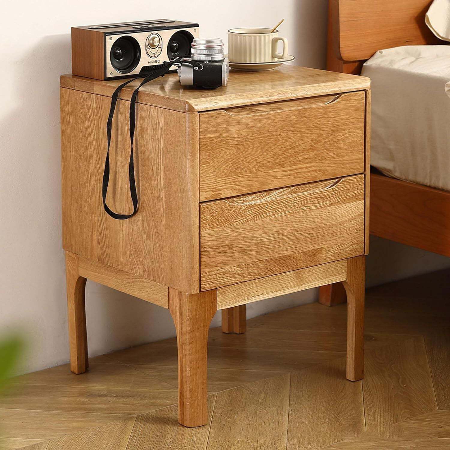 Modern Wood 2-Drawer Nightstand