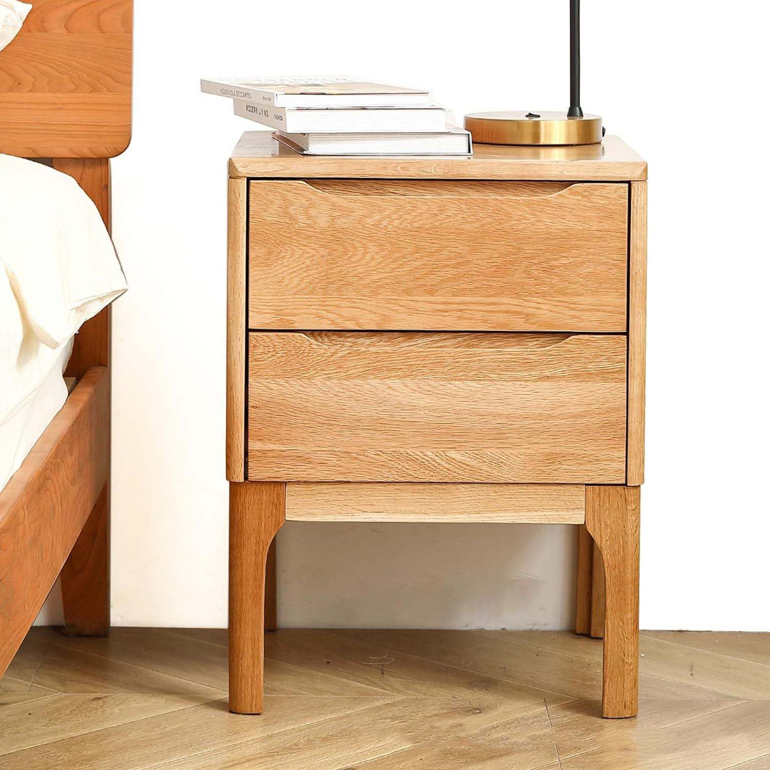 Modern Wood 2-Drawer Nightstand