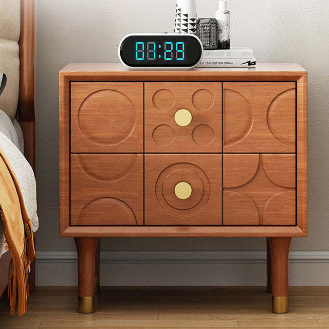 Luxury Rubberwood Brass 2-Drawer Nightstand