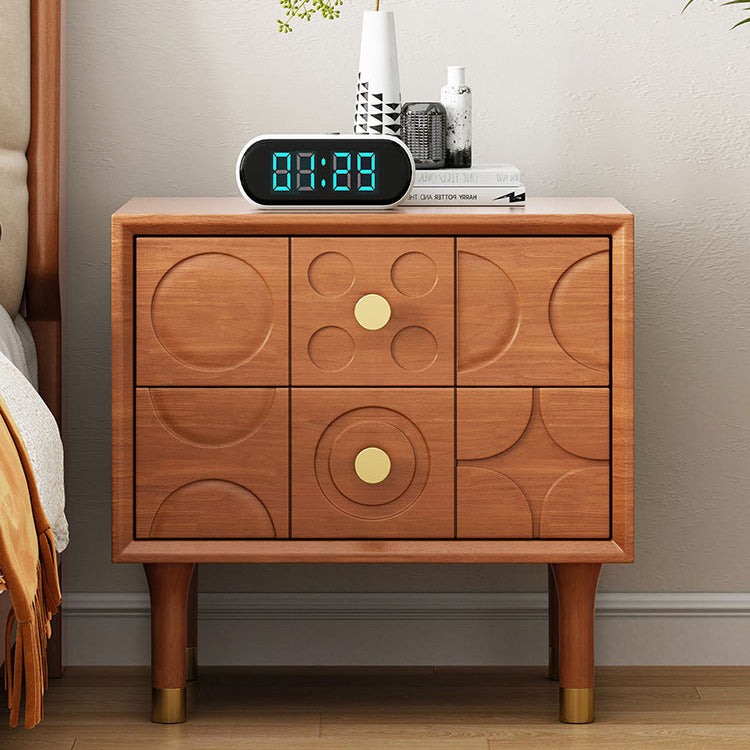 Luxury Rubberwood Brass 2-Drawer Nightstand