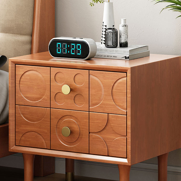 Luxury Rubberwood Brass 2-Drawer Nightstand