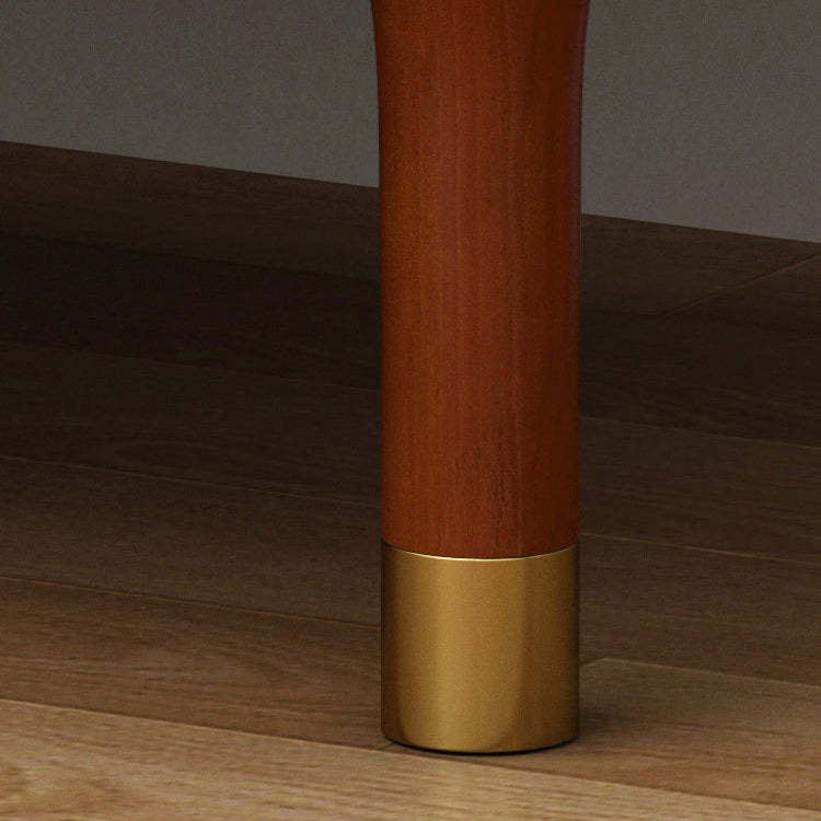 Luxury Rubberwood Brass 2-Drawer Nightstand — White