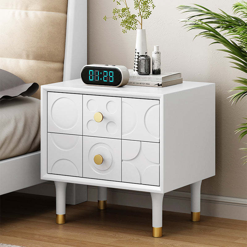 Luxury Rubberwood Brass 2-Drawer Nightstand