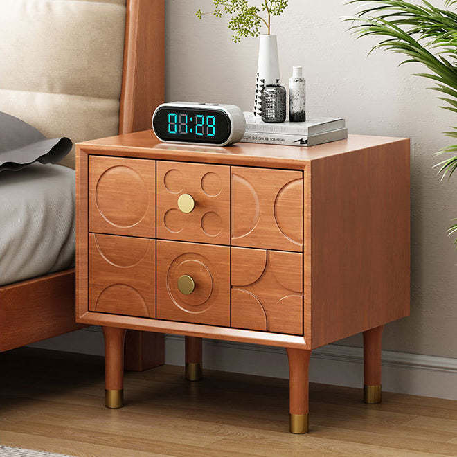 Luxury Rubberwood Brass 2-Drawer Nightstand