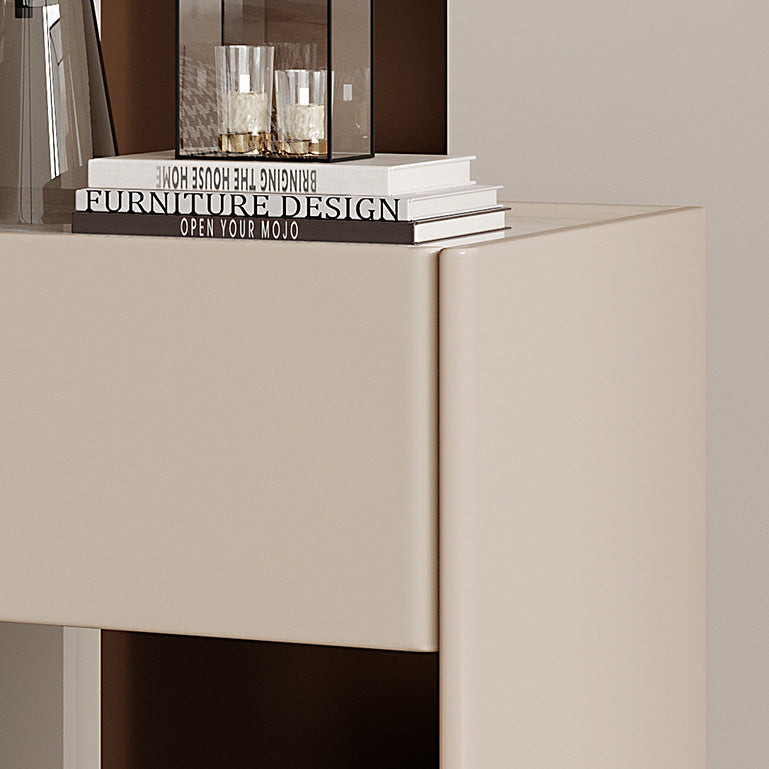 Modern Marble Slab Wood 1-Drawer Nightstand