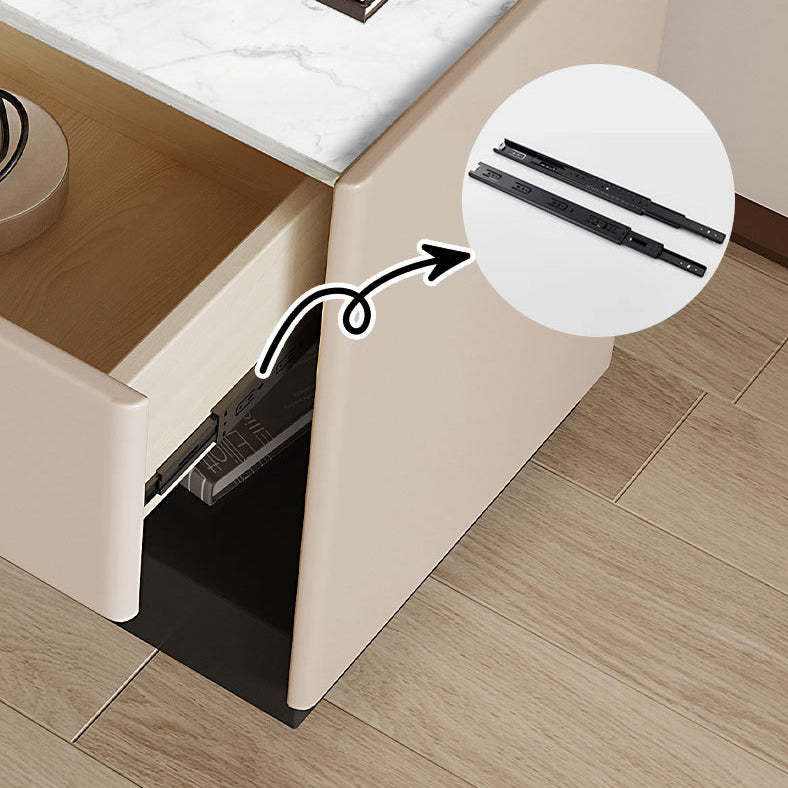 Modern Marble Slab Wood 1-Drawer Nightstand