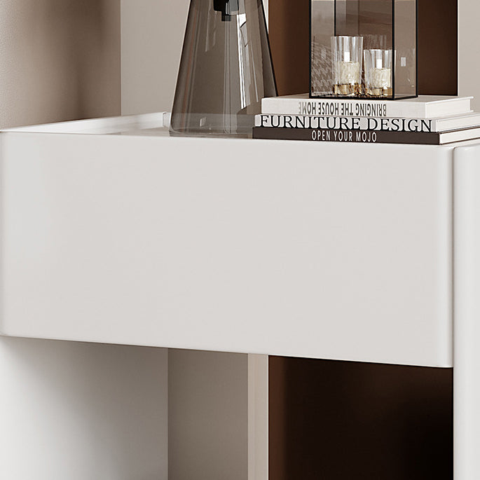 Modern Marble Slab Wood 1-Drawer Nightstand