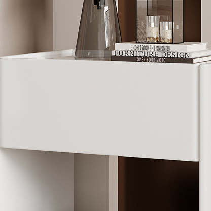 Modern Marble Slab Wood 1-Drawer Nightstand