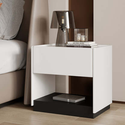Modern Marble Slab Wood 1-Drawer Nightstand