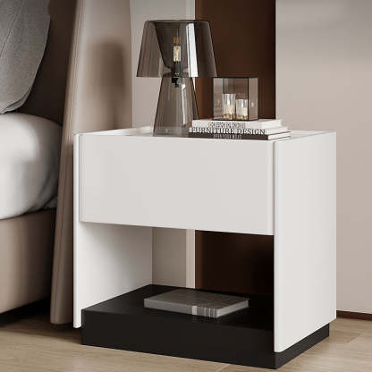 Modern Marble Slab Wood 1-Drawer Nightstand