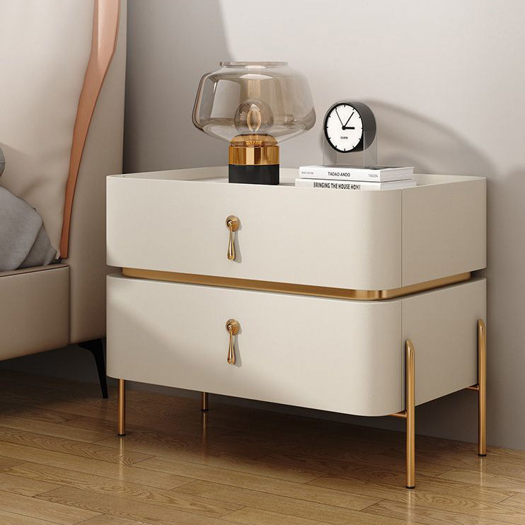 Modern Microfiber Leather 2-Drawer Nightstand — A
