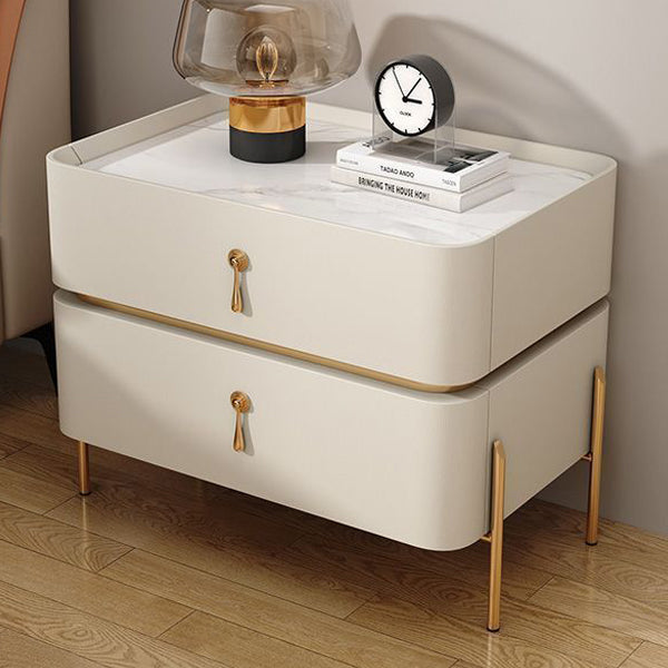 Modern Microfiber Leather 2-Drawer Nightstand — B