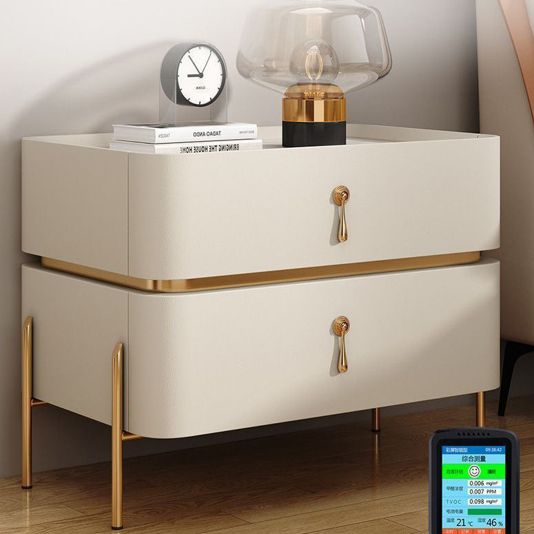 Modern Microfiber Leather 2-Drawer Nightstand