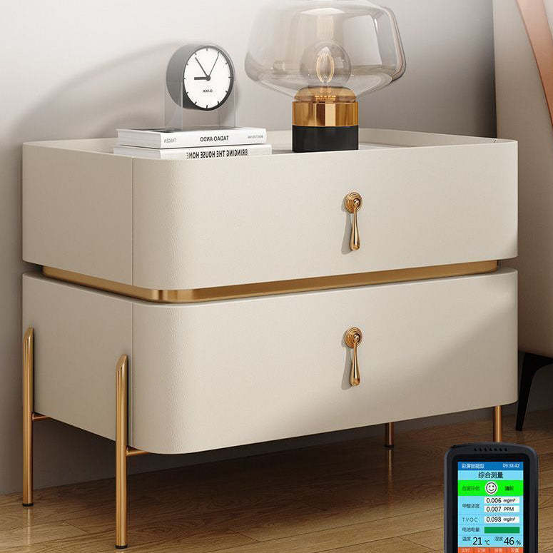 Modern Microfiber Leather 2-Drawer Nightstand