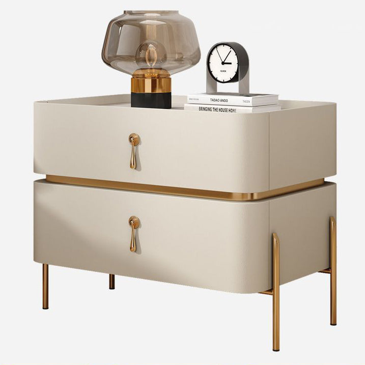 Modern Microfiber Leather 2-Drawer Nightstand
