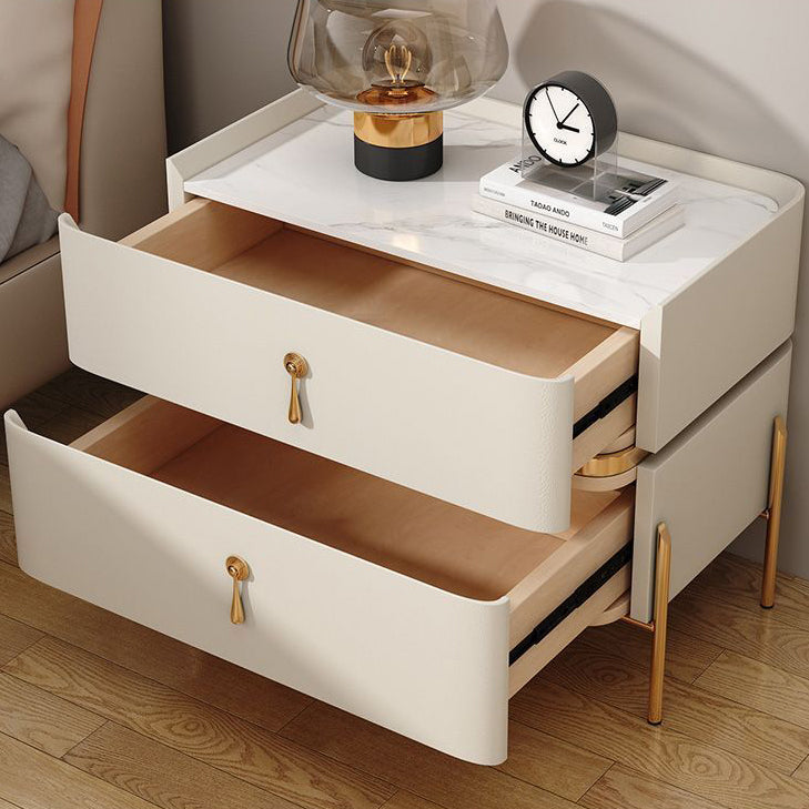 Modern Microfiber Leather 2-Drawer Nightstand