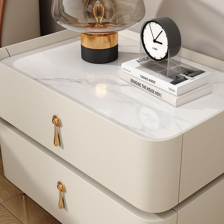 Modern Microfiber Leather 2-Drawer Nightstand — E