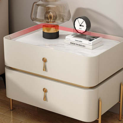 Modern Microfiber Leather 2-Drawer Nightstand