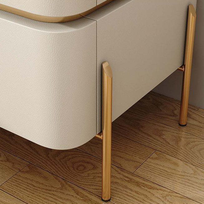 Modern Microfiber Leather 2-Drawer Nightstand