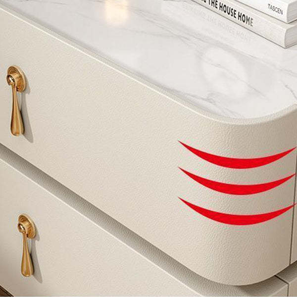 Modern Microfiber Leather 2-Drawer Nightstand — F