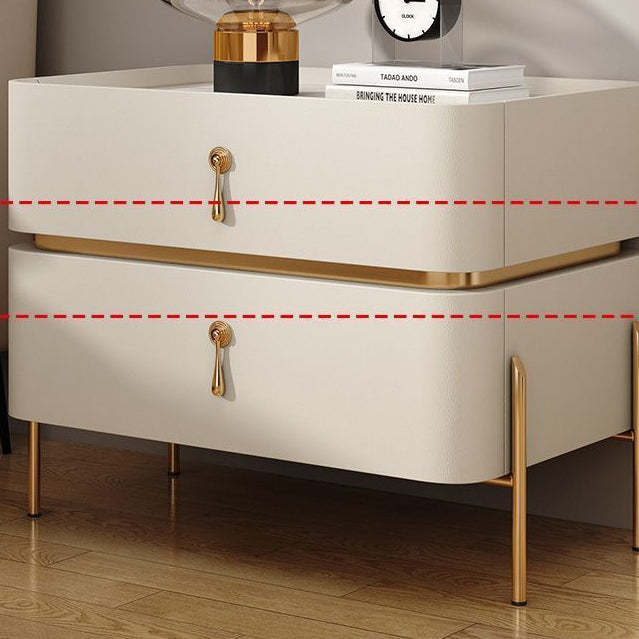 Modern Microfiber Leather 2-Drawer Nightstand