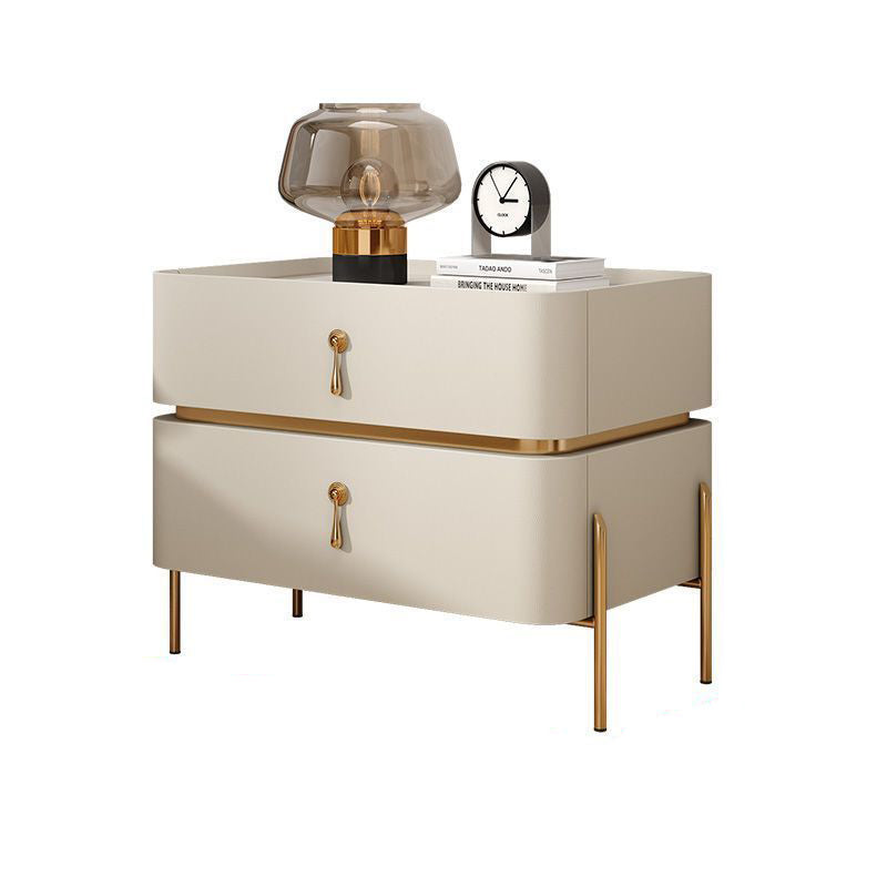 Modern Microfiber Leather 2-Drawer Nightstand