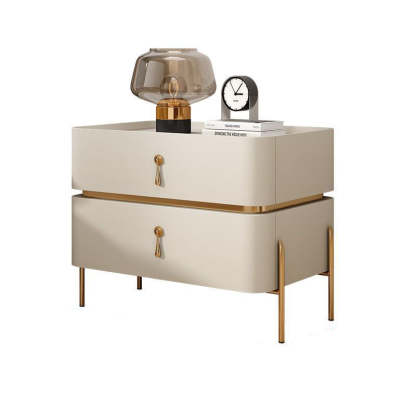 Modern Microfiber Leather 2-Drawer Nightstand