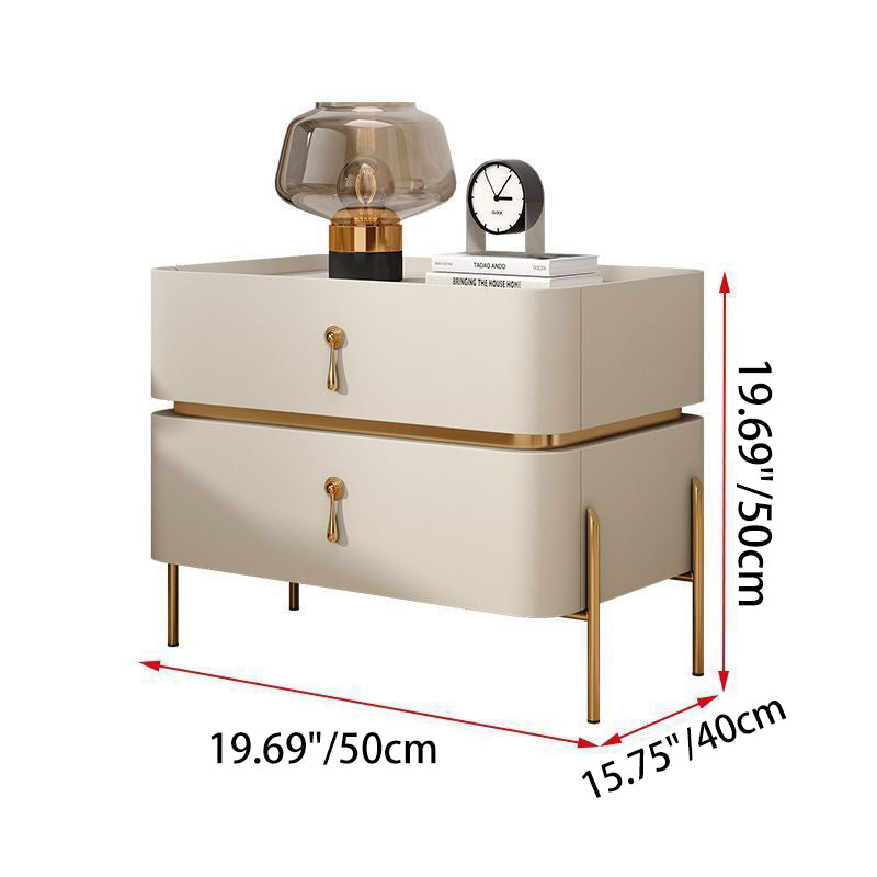 Modern Microfiber Leather 2-Drawer Nightstand — D