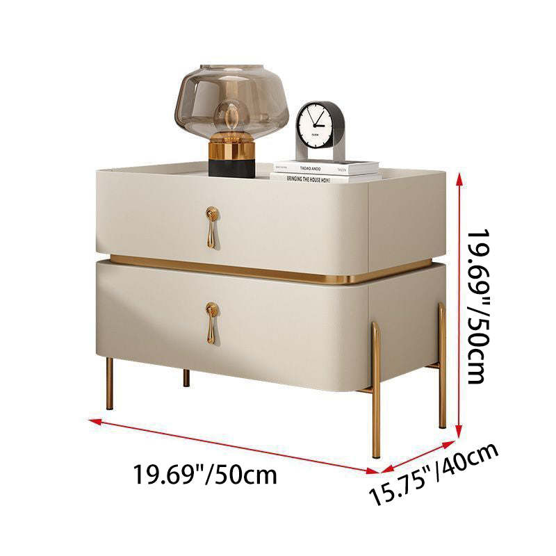 Modern Microfiber Leather 2-Drawer Nightstand — D