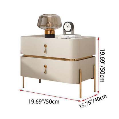 Modern Microfiber Leather 2-Drawer Nightstand — D