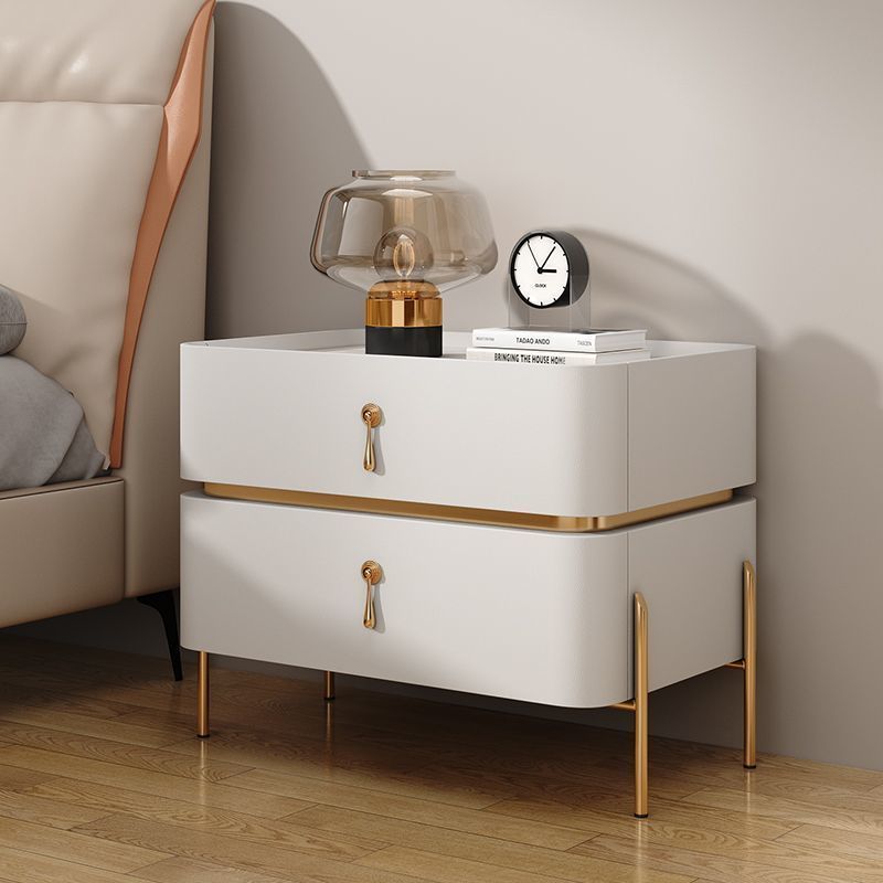 Modern Microfiber Leather 2-Drawer Nightstand