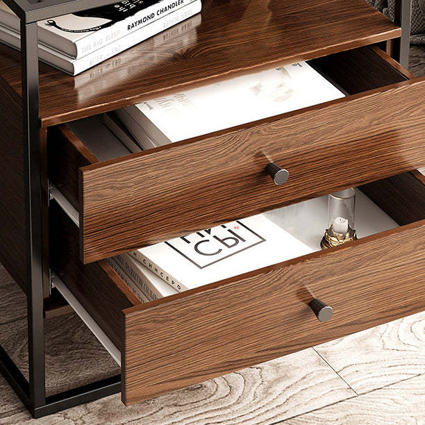 Modern Eclectic Glass Iron 1/2-Drawer Nightstand