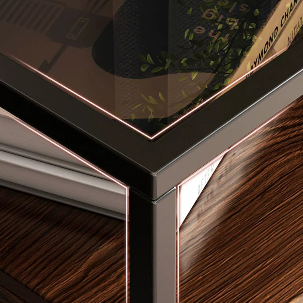 Modern Eclectic Glass Iron 1/2-Drawer Nightstand