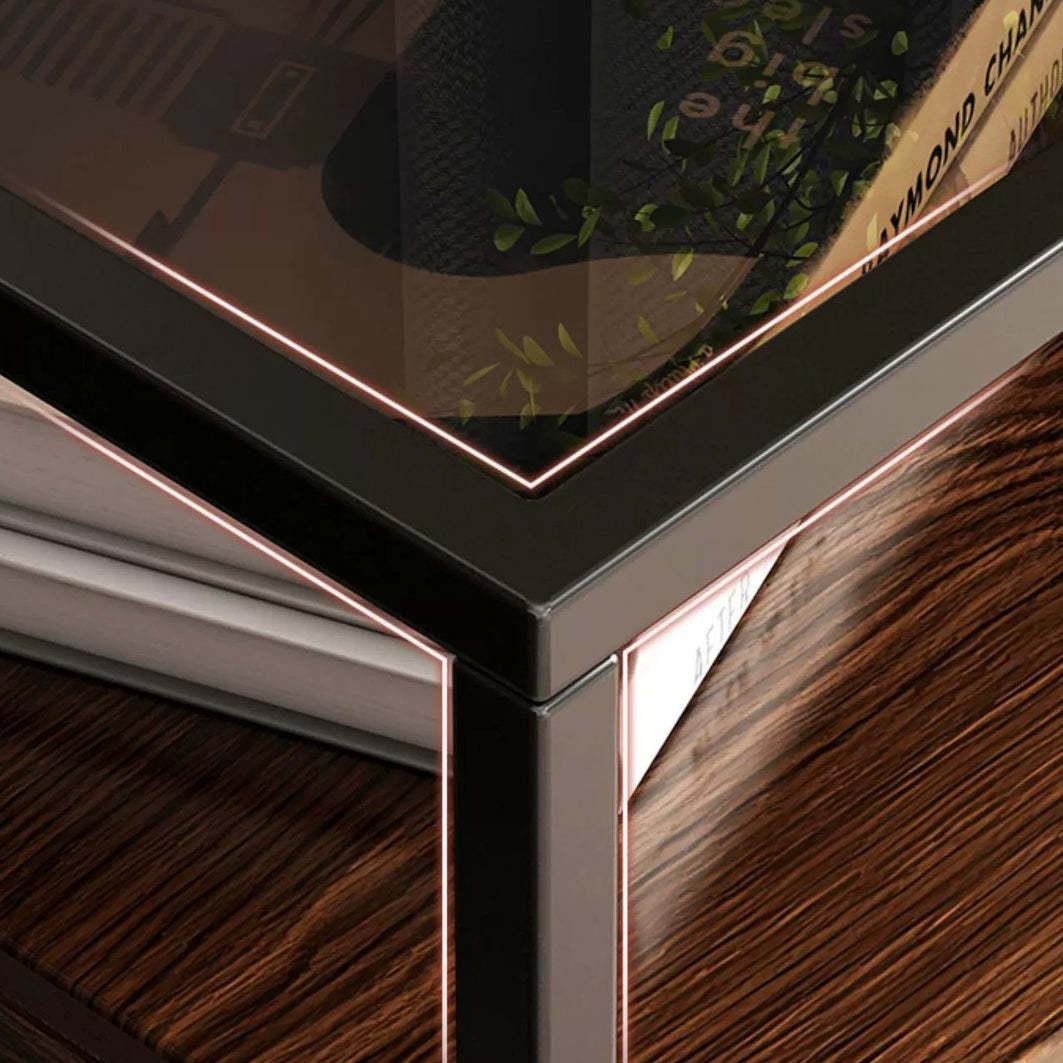 Modern Eclectic Glass Iron 1/2-Drawer Nightstand