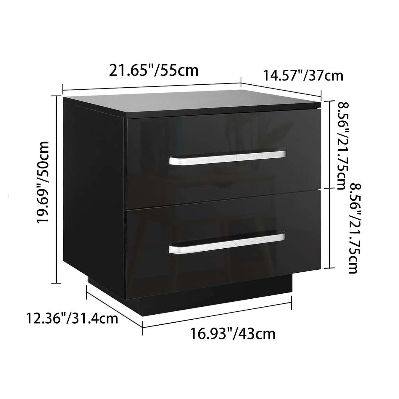 Minimalist Plate Iron 2-Drawer Nightstand