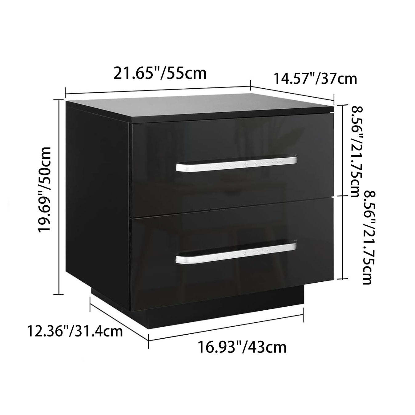 Minimalist Plate Iron 2-Drawer Nightstand