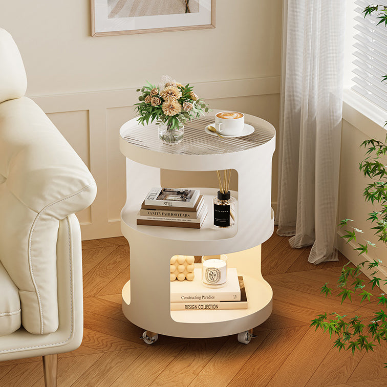 Industrial Iron Glass 2-Tier Nightstand