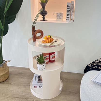 Industrial Iron Glass 2-Tier Nightstand