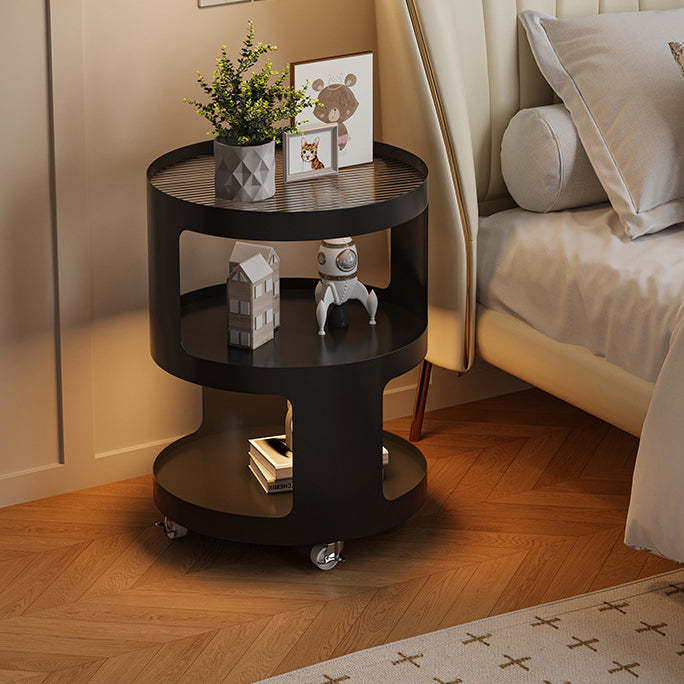Industrial Iron Glass 2-Tier Nightstand