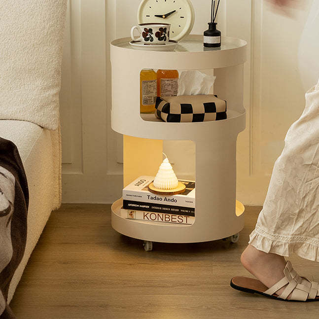 Industrial Iron Glass 2-Tier Nightstand