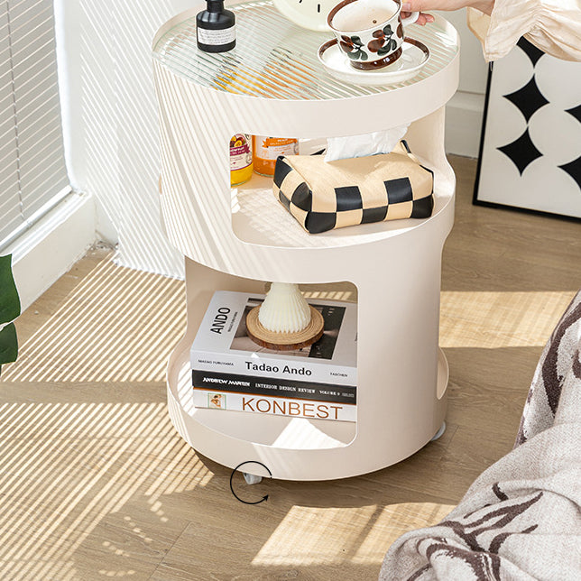 Industrial Iron Glass 2-Tier Nightstand