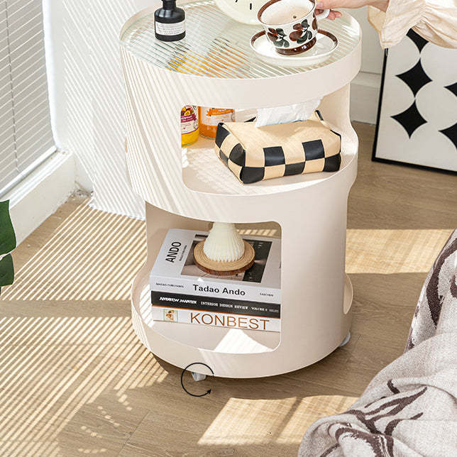 Industrial Iron Glass 2-Tier Nightstand
