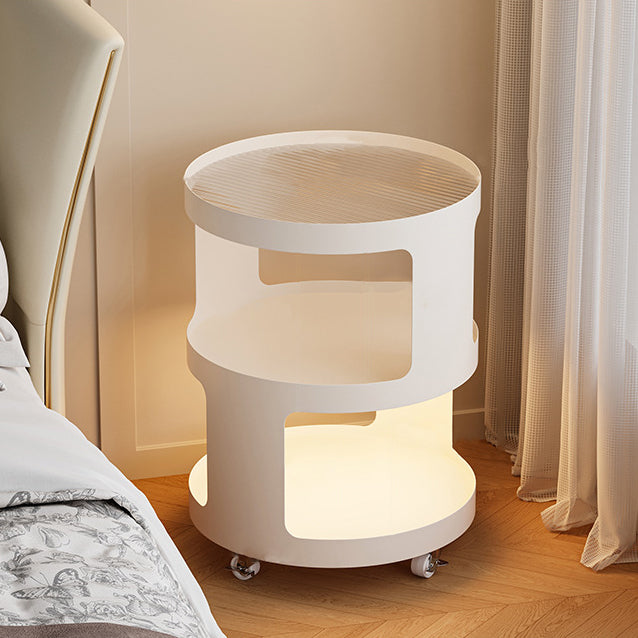 Industrial Iron Glass 2-Tier Nightstand — Black