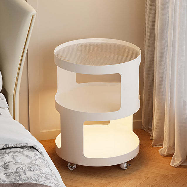 Industrial Iron Glass 2-Tier Nightstand — Black