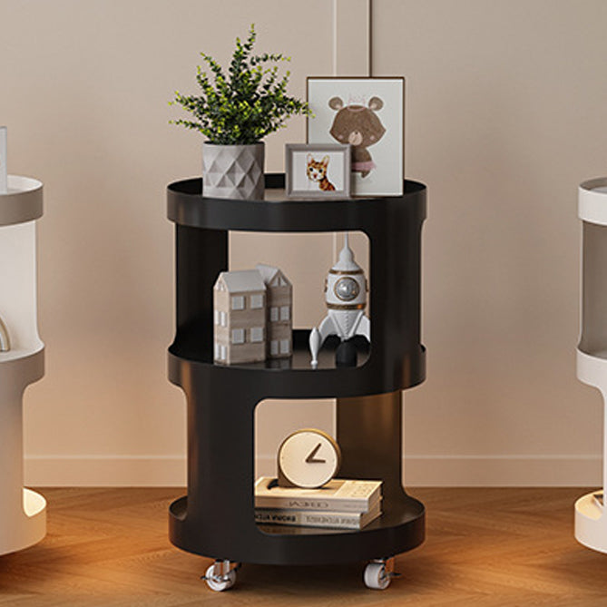 Industrial Iron Glass 2-Tier Nightstand — White