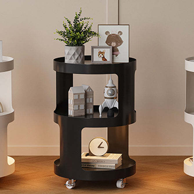 Industrial Iron Glass 2-Tier Nightstand — White