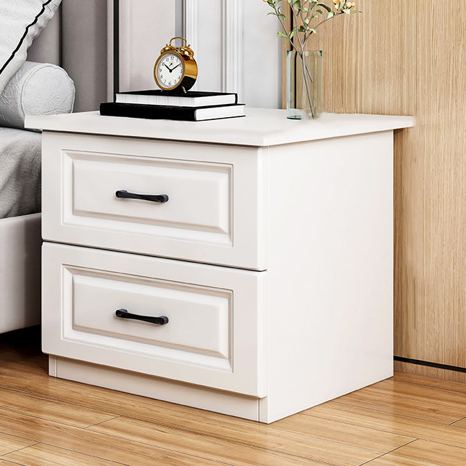 Modern Slab Wood 2-Drawer Nightstand — White