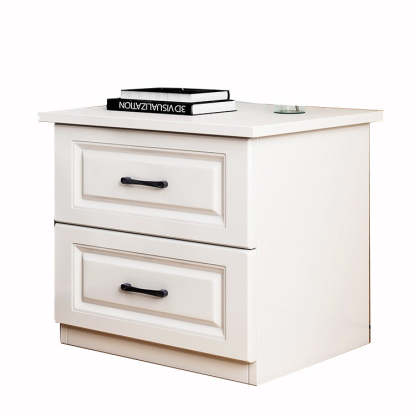 Modern Slab Wood 2-Drawer Nightstand