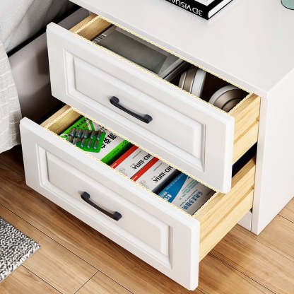 Modern Slab Wood 2-Drawer Nightstand