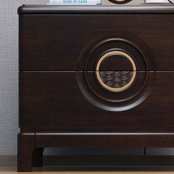 Chinese Wood Metal Nightstand 2-Drawer